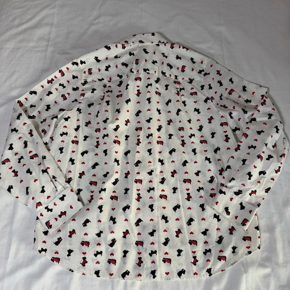 Blair White Long Sleeve Top Scottie Dogs Valentine Heart Casual Size Medium - Picture 7 of 7
